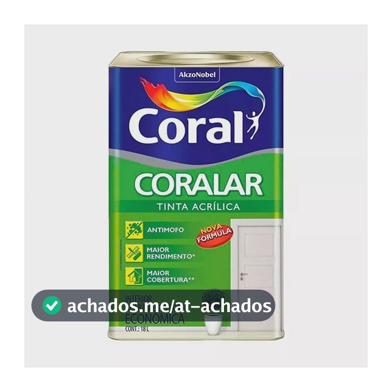 Latex acrílica tinta coral anti mofo branco 18l coralar branco fosco