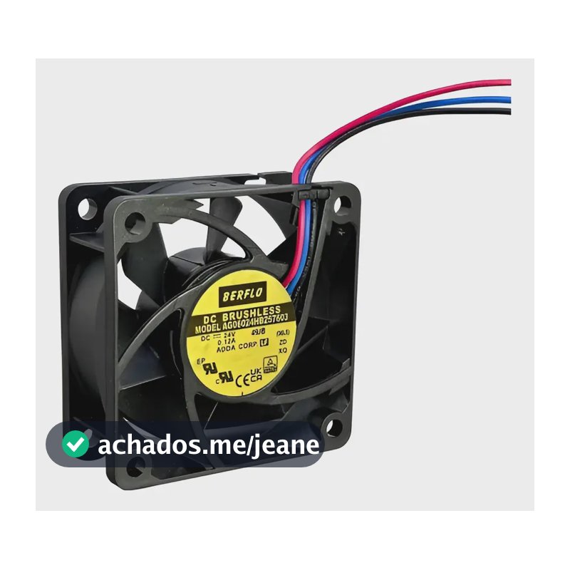 Cooler Ventilador 60x60x25mm 24v Rolamento 4.500 Rpm Berflo Preto
