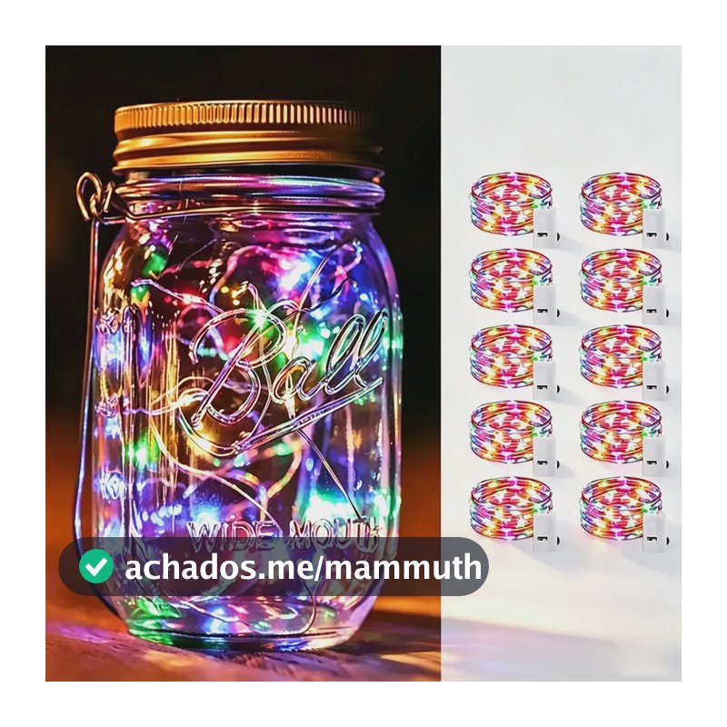 Cordão Luzes Branco 2m 20 LEDs Pilha BYSL Decoração Impermeável IP55