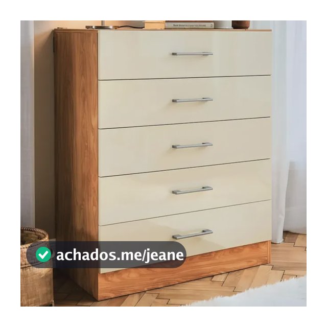 Cômoda Gaveteiro Organizadora Grande Para Roupas Com 5 Gavetas Blue Moby Quarto Com Off-white/nature
