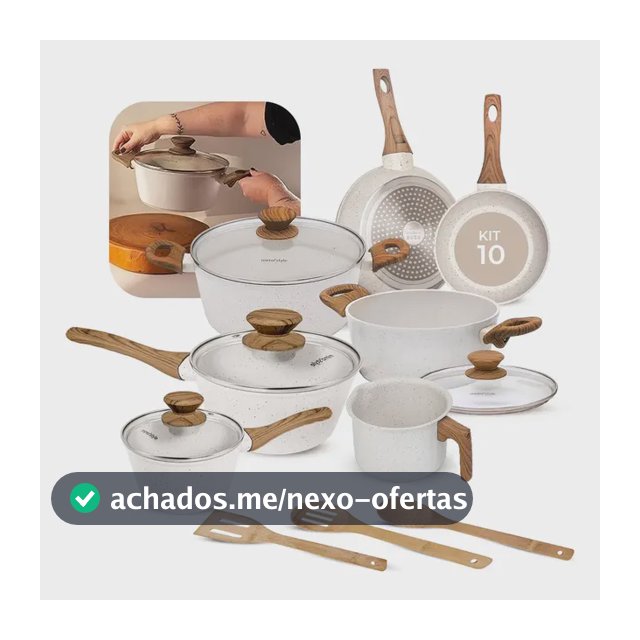 Jogo De Panelas Antiaderente Cerâmica Mimo Style 10 Peças Mármore