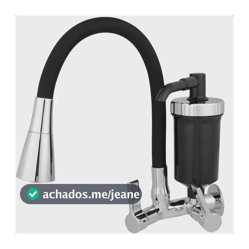 Torneira Gourmet Filtro Parede Flexivel Preta Pia Cozinha Preto