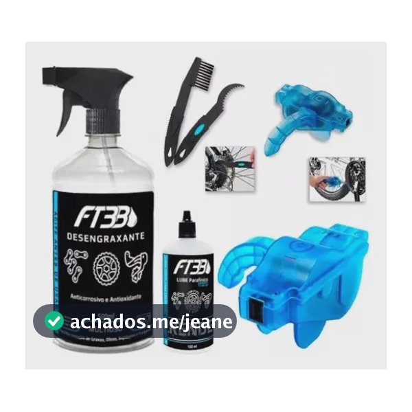 Kit Limpeza Bike Relação Corrente + Lub De Seco Cera 5 Em 1