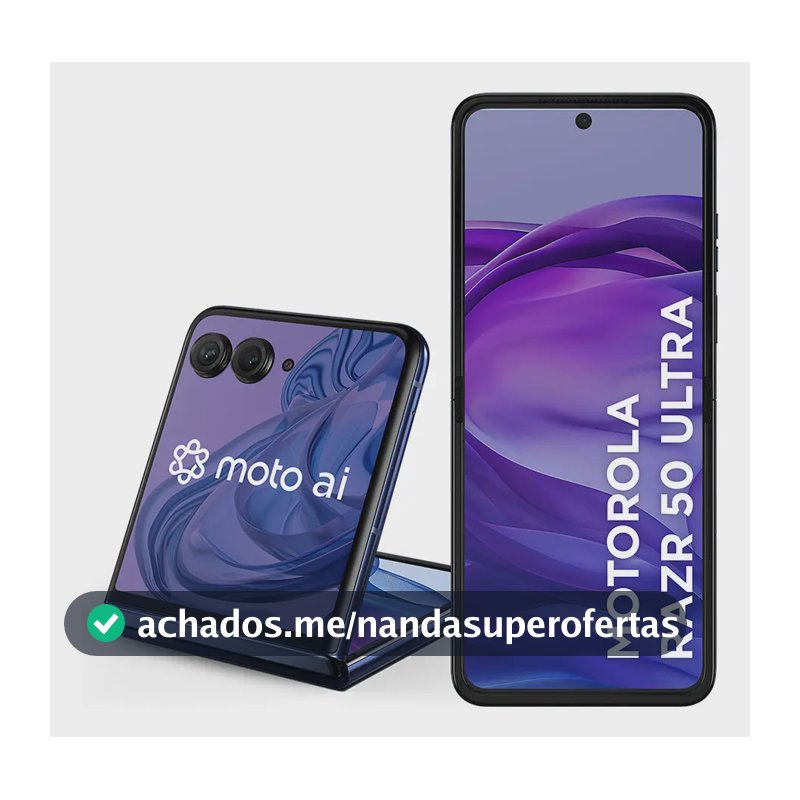 Smartphone Motorola Razr 50 Ultra - 512GB 12GB RAM + 12GB RAM Boost Tela dobrável 6,9" pOLED e externa 4" Moto AI camera IPX8 - Navy blue