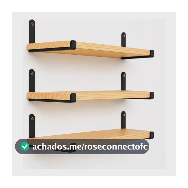 Kit 3 Prateleiras De Parede Em Madeira Macica E Ferro Preto Preto
