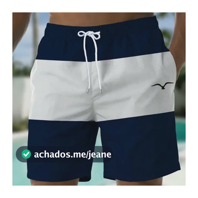 Bermuda De Banho Masculina Secagem Rápida Para Praia White M
