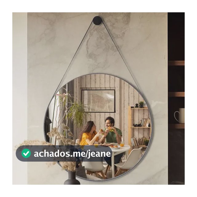 Espelho De Banheiro Decorativo Redondo 60cm C/ Alça De Couro