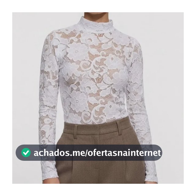 Blusa Gola Alta Renda Feminina  Manga Longa