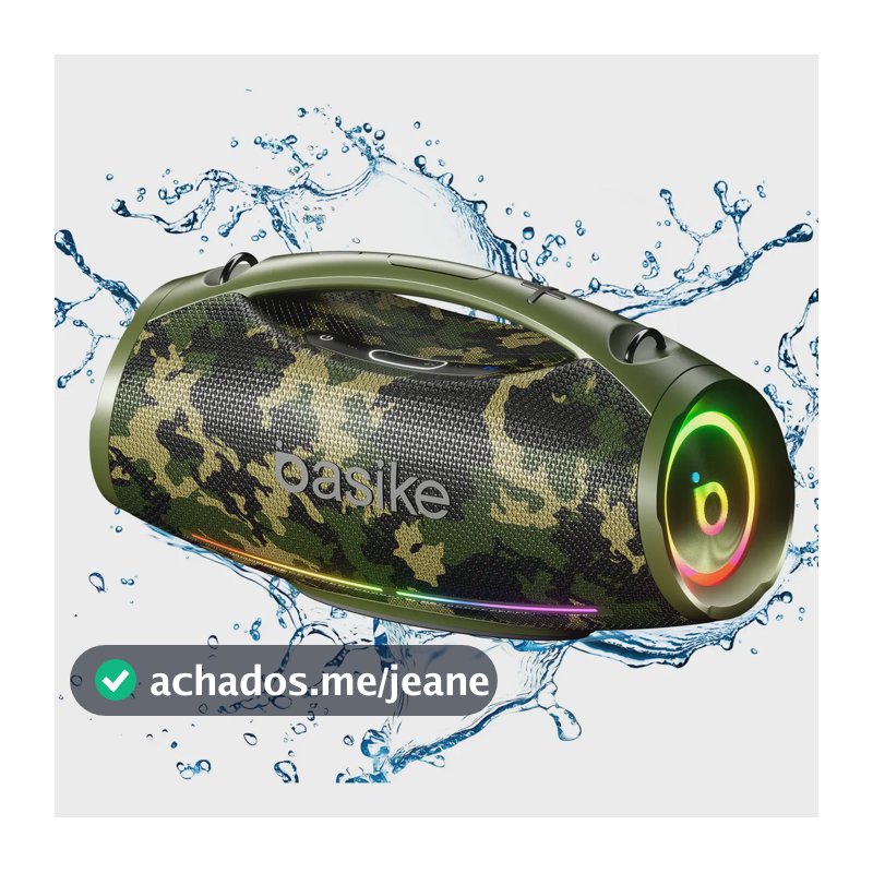 Caixa de Som Basike Boombox Bluetooth 200W, Portátil e à Prova D'Água IPX6