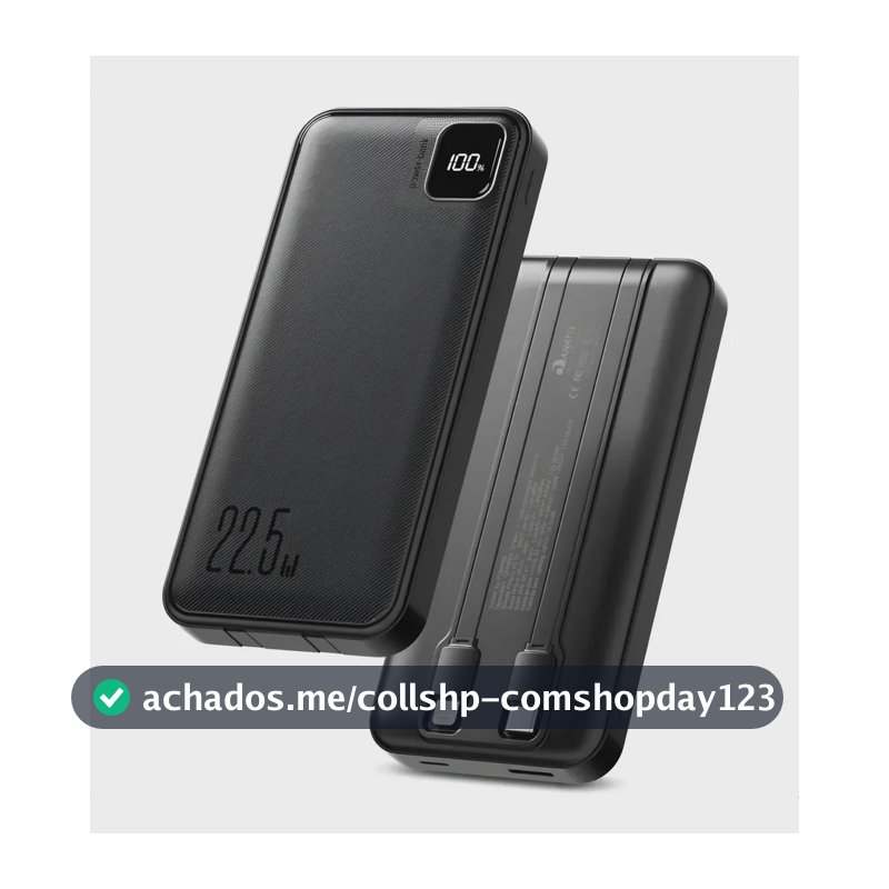Power Bank 10000 mah Turbo 22.5w Carregador Portátil Display Digital Usb C Universal iPhone Samsung Xiaomi Motorola Audiophile