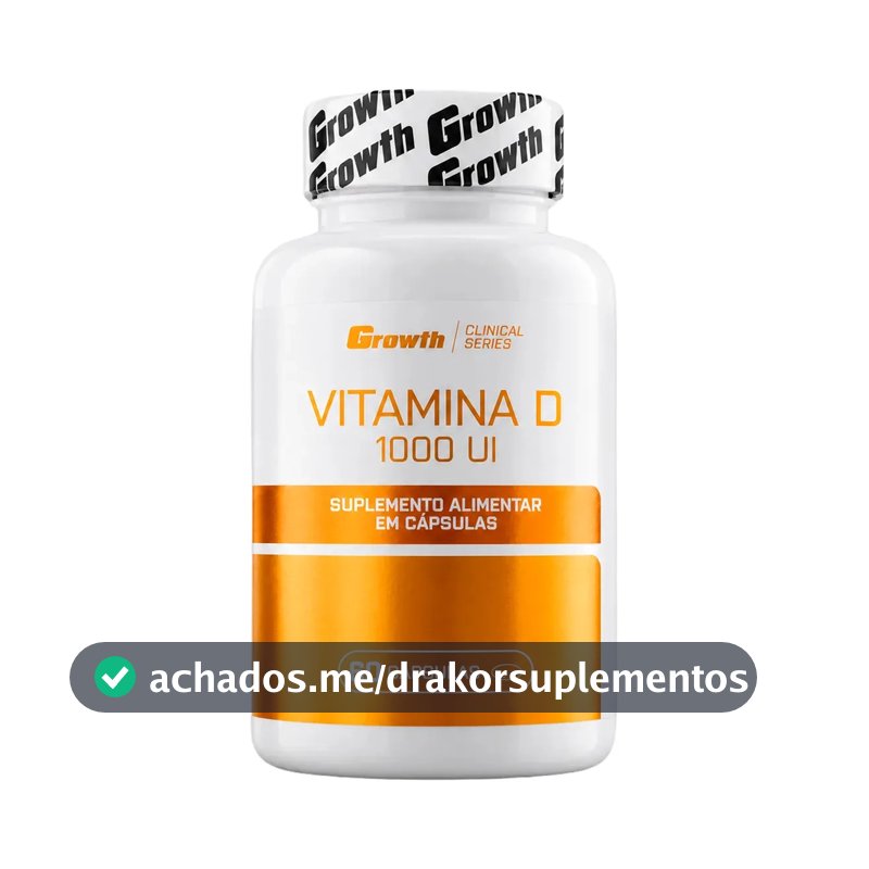 Vitamina D 1000ui 60 Caps Growth Supplements - Sem Sabor Sem Sabor