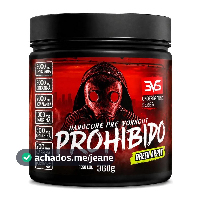 Prohibido Pré Treino 360g - Sabor Green Apple - A Combinação Perfeita De 8 Ingredientes Que Proporcionam Energia Do Início Ao Fim Do Seu Treino