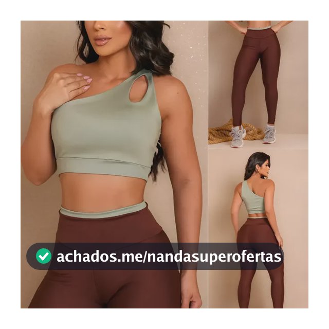 Conjunto Fitness Top Nula Manga E Calça Academia Bicolor  Marrom M (40)