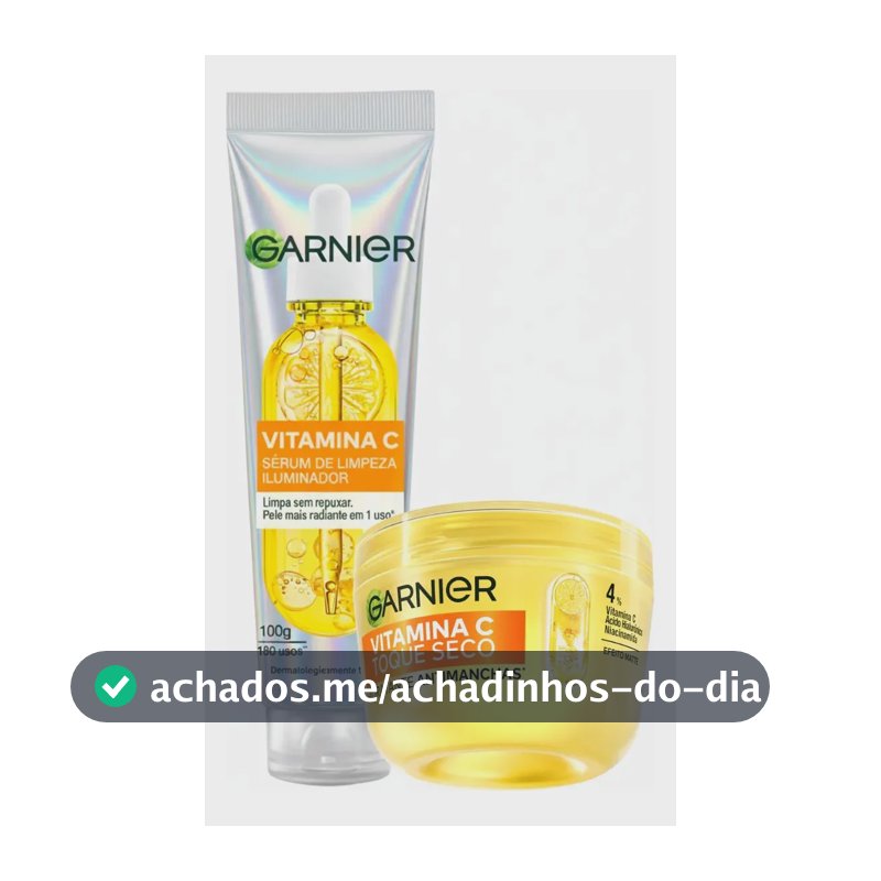 Garnier Kit Vitamina C, Sérum de Limpeza Iluminador, Serumnete 100g + Hidratante Facial Toque Seco Antimanchas 85g