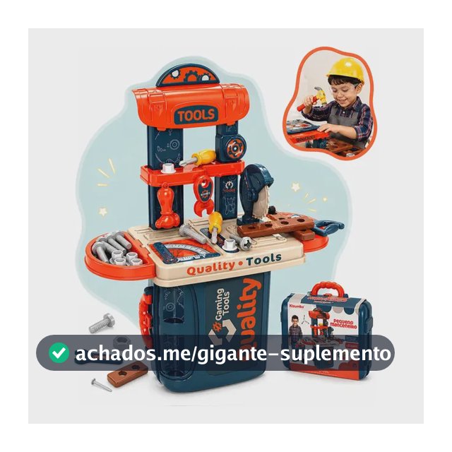 Bancada de Ferramentas Infantil Kizumba com Kit 3 em 1 de Brinquedo para Oficina
