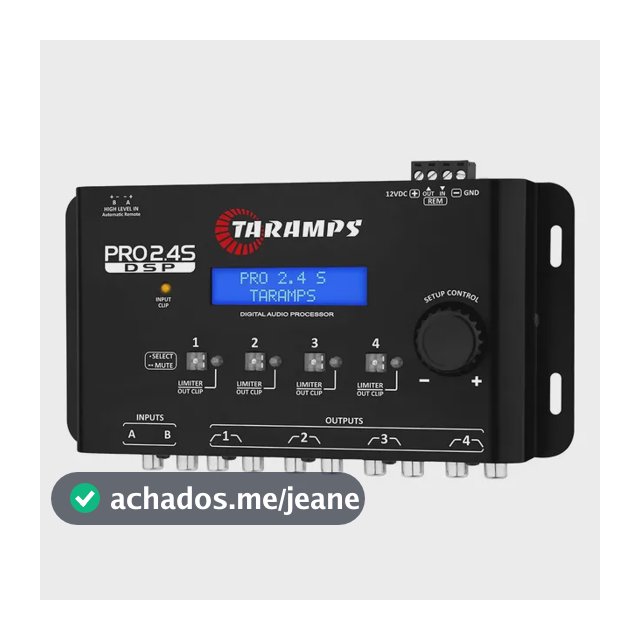 Processador de Áudio Digital Taramps Pro 2.4S para Som Automotivo com Crossover e Equalizador 15 Bandas