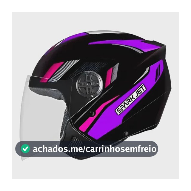 Capacete Moto Aberto Ebf Spark Jet Sting Feminino Masculino Preto-lilas Liso Brilhante 57/58