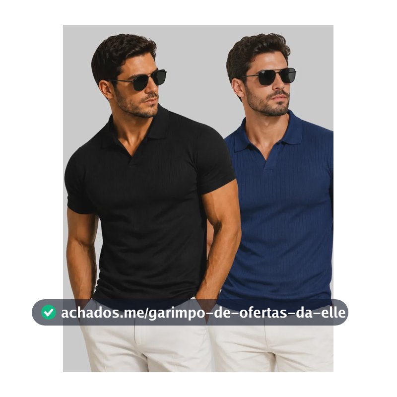 Kit 2 Camisas Polo Masculinas Old Money Casual Premium Preto + Marinho M
