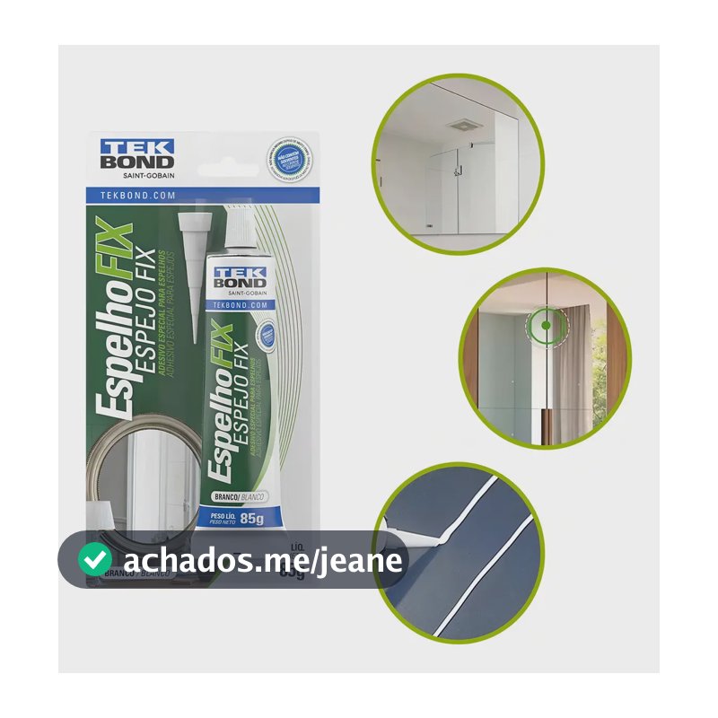 Cola Espelho Fix Tekbond Branca Especial Vidro 85g Cor Branco