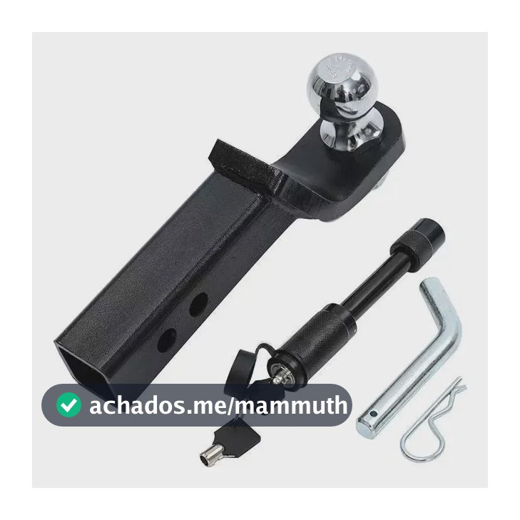 Ponteira Engate Removivel Completa 5x5cm Reboque Universal Preto