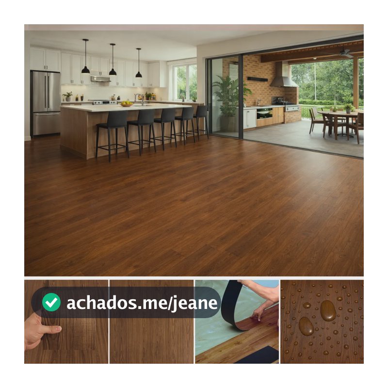 Piso Vinílico Autocolante 1,67m2 Régua Adesiva Madeira Carvalho Premium - Madeira Rústica