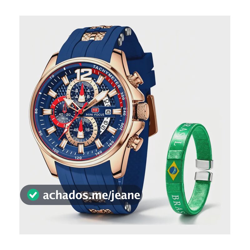 Relógio De Pulso Masculino Azul Silicone Aço À Prova D'água Azul Pulseira De Silicone Pulseira Brasileira