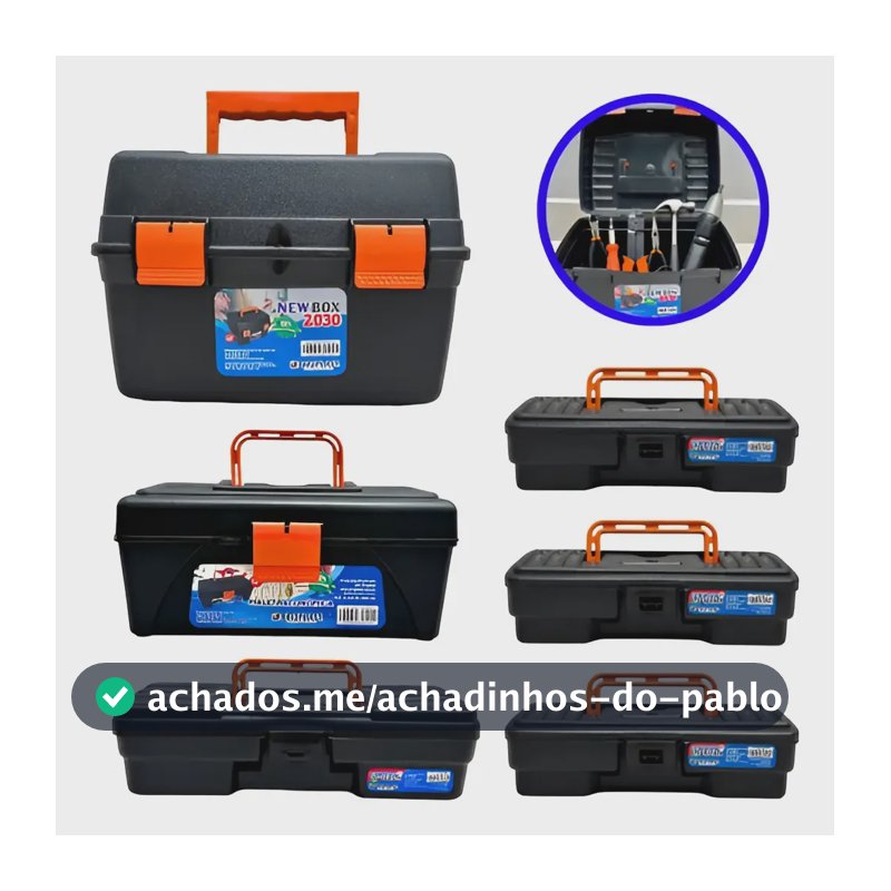 Kit 6 Maletas Ferramentas Caixas Reforçadas Grande Pequena Preto