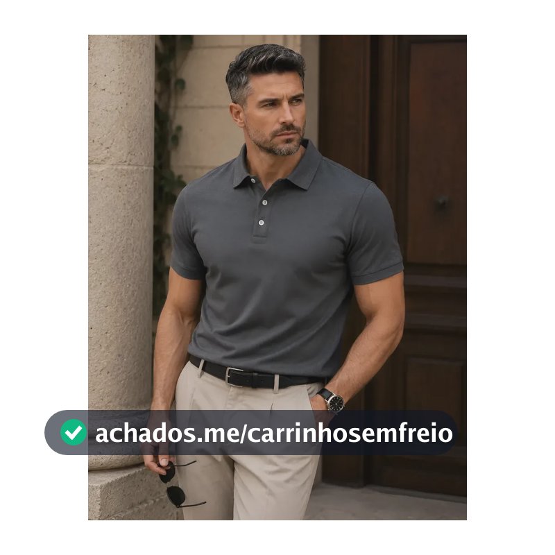 Camisa Polo Masculina Piquet Slim Manga Curta Chumbo Gg