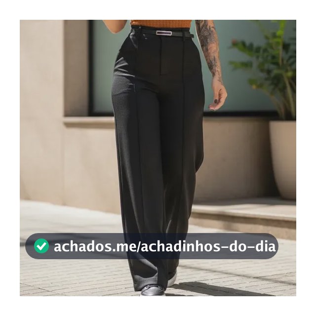 Calça Feminina Pantalona Alfaiataria Cintura Alta Com Cinto