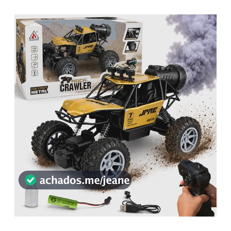 Carrinho Rc 4x4 Off Road Recarregável Rock Crawler Criança Dourado