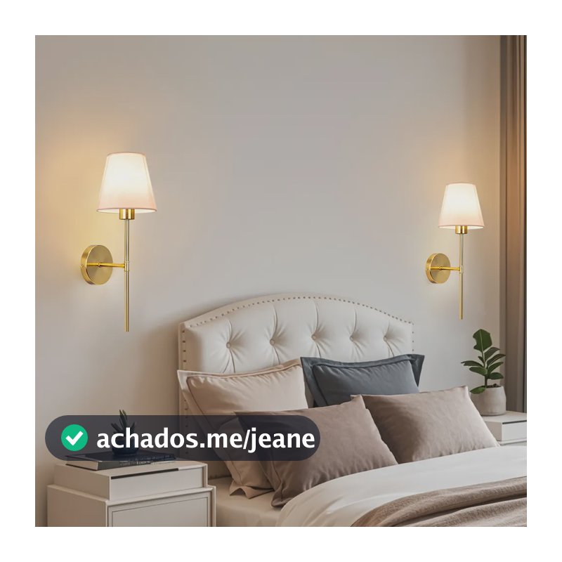 Kit 2 Arandelas Douradas Com Cúpula Para Parede Interna 100-245v Dourado