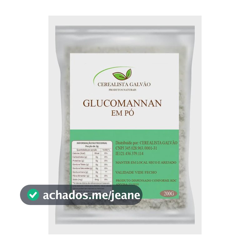 Glucomannan Em Pó 200g Inibidor De Apetite 100% Puro