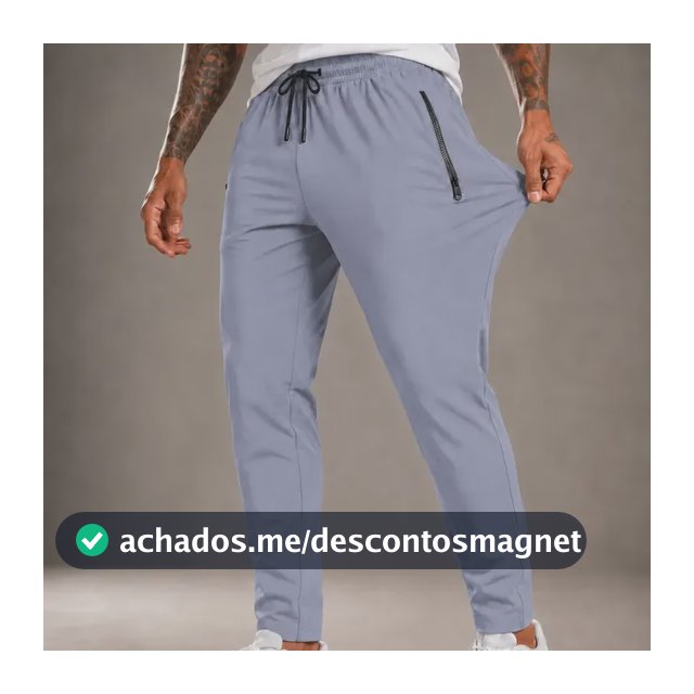 Calça Jogger Masculina Tactel Academia Esportiva Zíper Slim