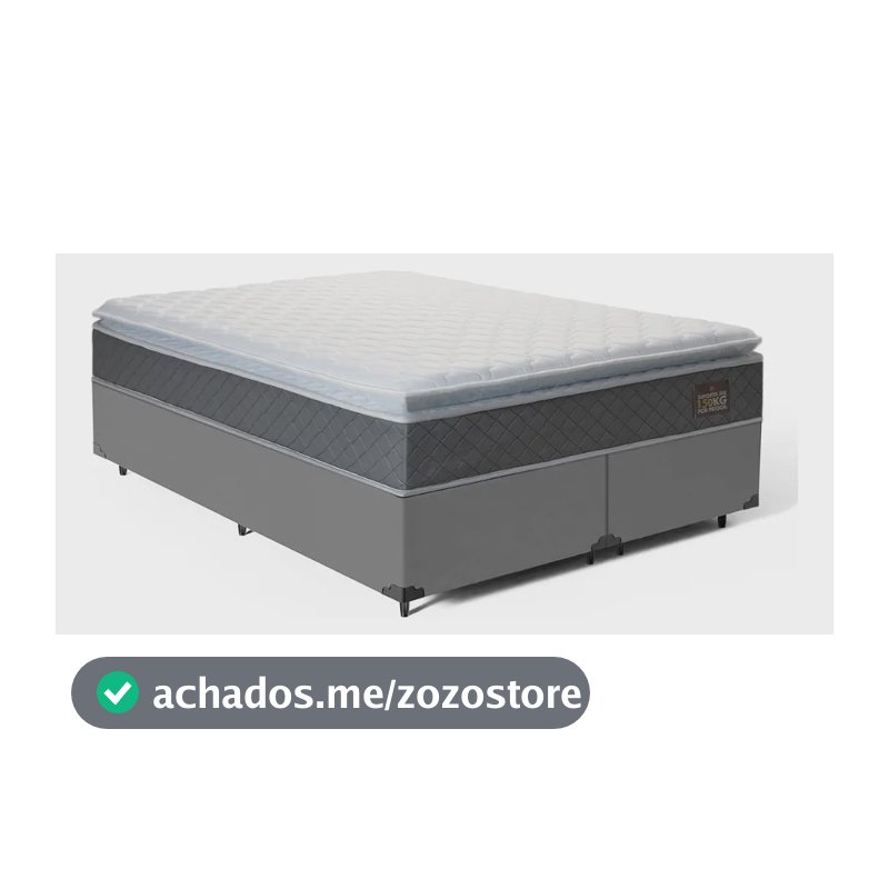 Cama Box Queen + Colchão De Espuma D45 C/ Pillow Top Cor Cinza
