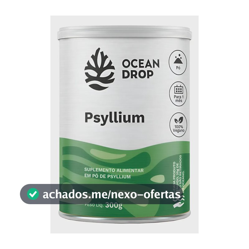 Psyllium Em Pó Ocean Drop Fibras Solúveis Natural 100% Vegan Psyllium Em Po Natural 300g