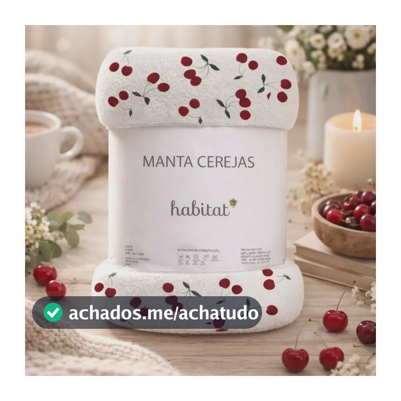 Manta Casal Macia Quentinha Microfibra Antialérgica Cereja Cereja 1.1 G Branca