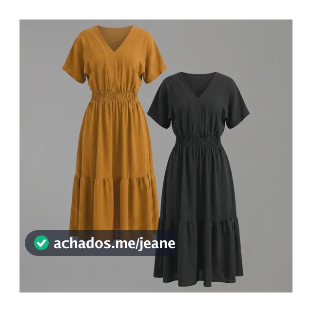 Kit 2 Vestidos Midi Evangelico Lastex Gola V Festa Feminino