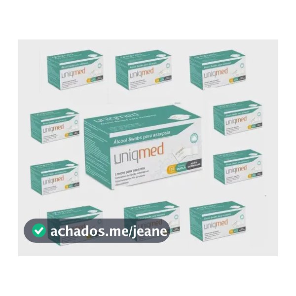 Kit 10 Caixas Alcool Swab 70% Assepsia Uniqmed - 1000 Lenços Cor Branco