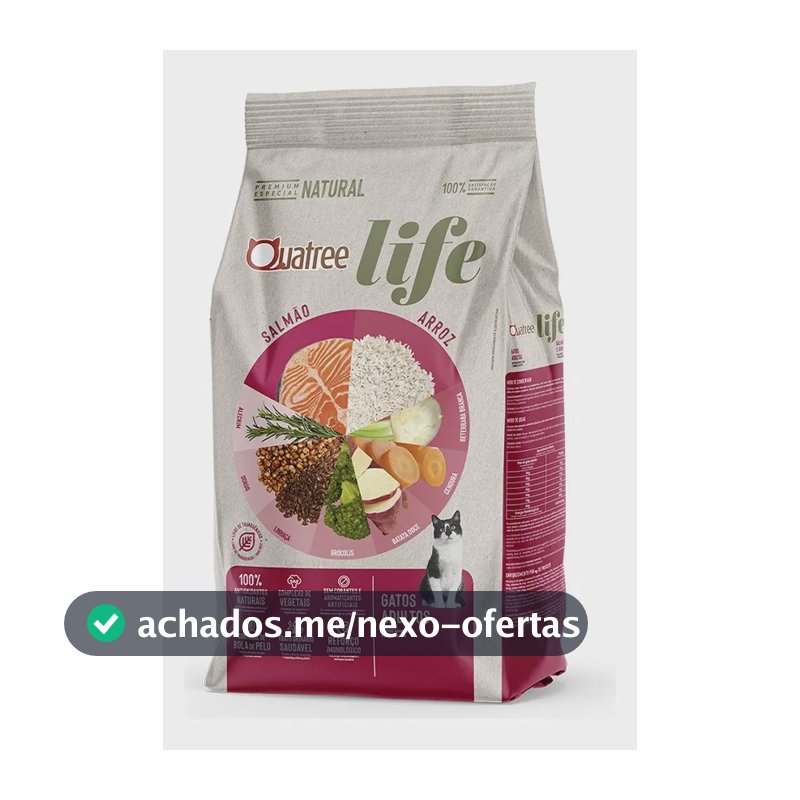 Ração Quatree Life Gatos Ad Salmão 10,1kg (sem Transgênicos)