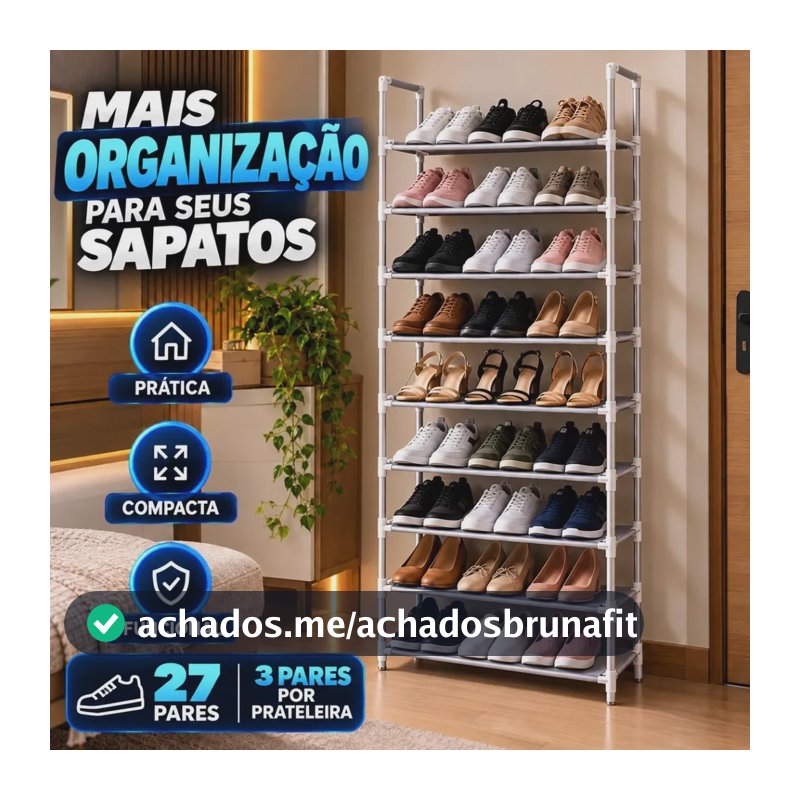 Sapateira Organizador de Sapatos 9 Andares Vertical Desmontável Compacta com Prateleiras para Quarto Closet Entrada e Lavanderia