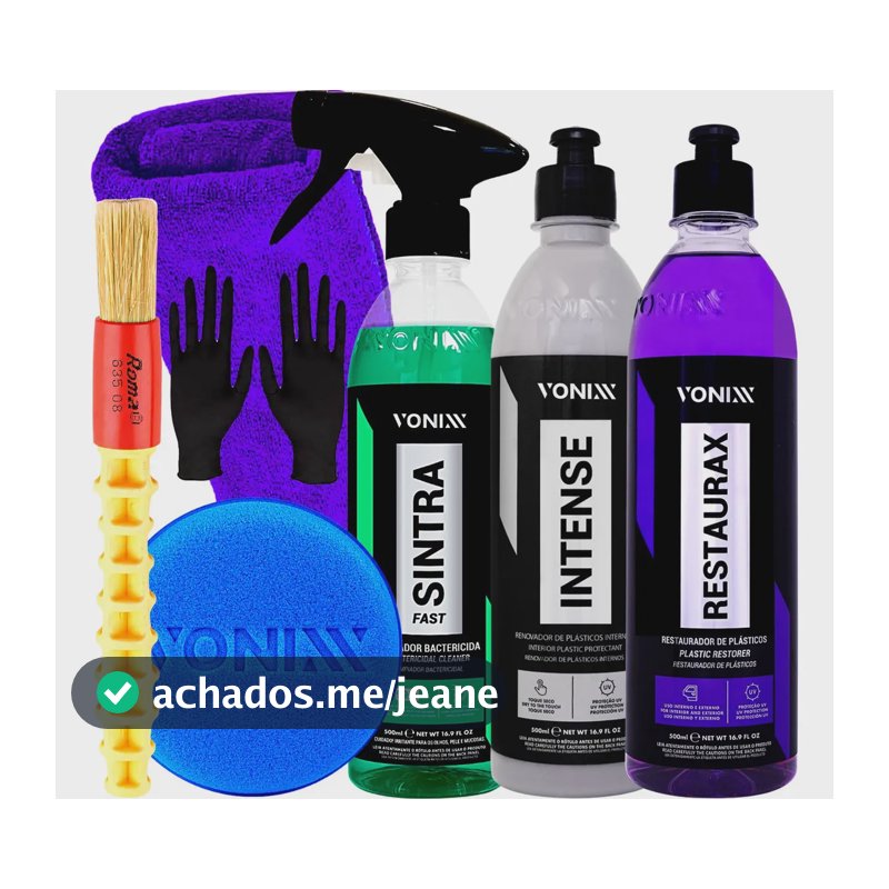 Kit Limpeza Automotiva Sintra Fast Intense Restaurax Vonixx Cor Verde, Cinza E Roxo