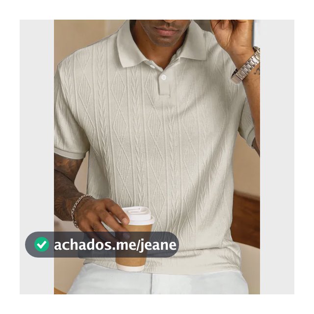 Camisa Polo Masculina Manga Curta Texturizada Básica