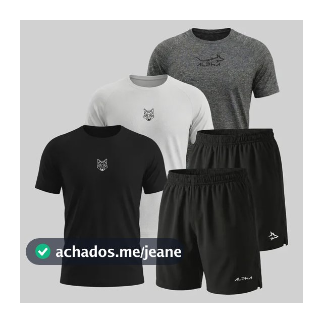 Kit 5 Peças Dry 3 Camisetas E 2 Bermudas Alpha