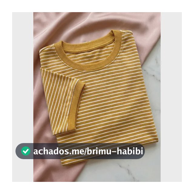 Blusa Feminina T-shirt Listrada Básica Social Manga Curta