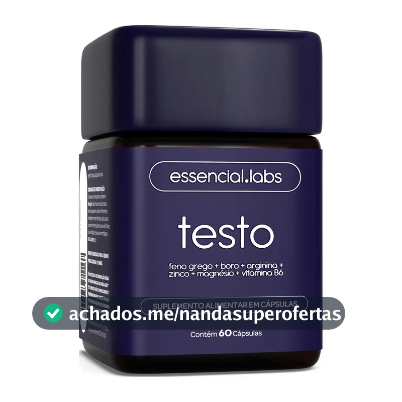 TESTO ESSENCIAL - Fórmula Exclusiva com Feno Grego + Boro + Arginina + ZMA + Vitamina B6 - 60 cápsulas