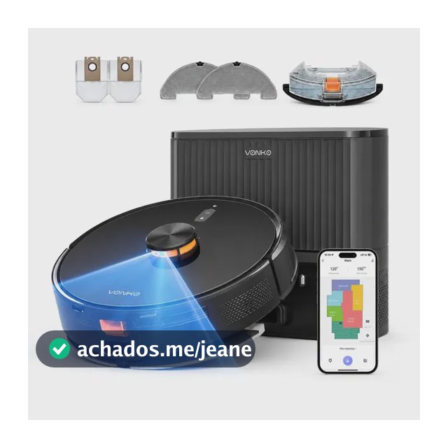Robô Aspirador VONKO S6 Pro 8000Pa com LiDAR 2.0, Base Autoesvaziante 2.5L, Aspira e Passa Pano, App, Alexa, Google Assistant, até 180min,