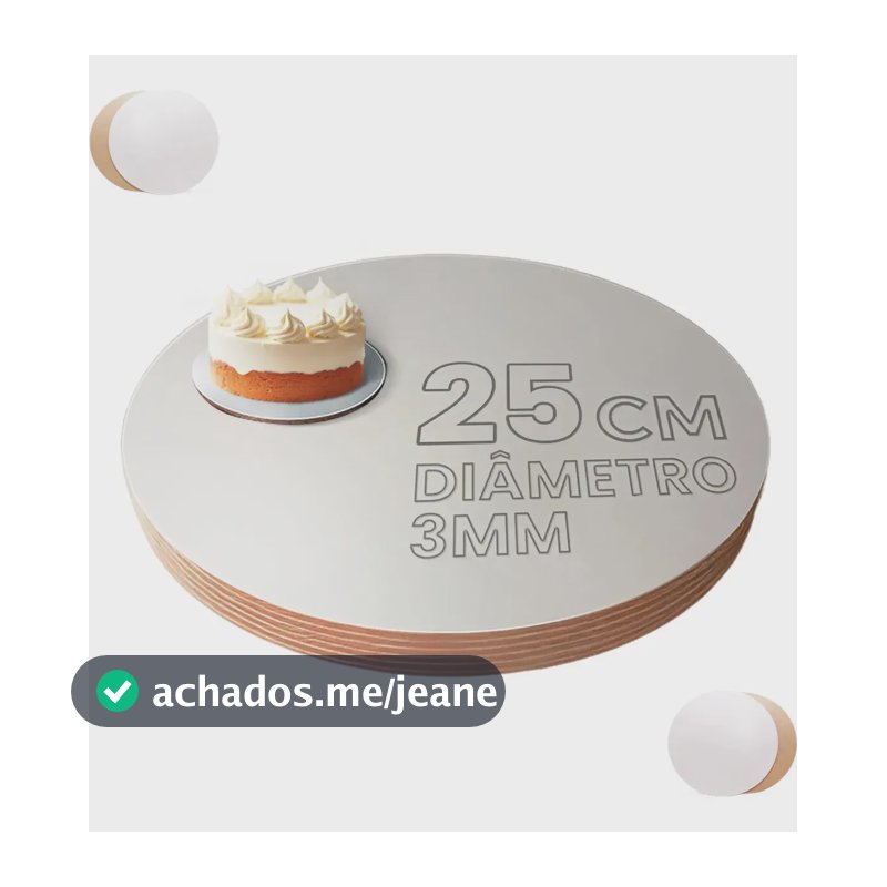 Cake Board Mdf 3mm Liso 25cm Confeitaria Prato Base Com 10 Branco
