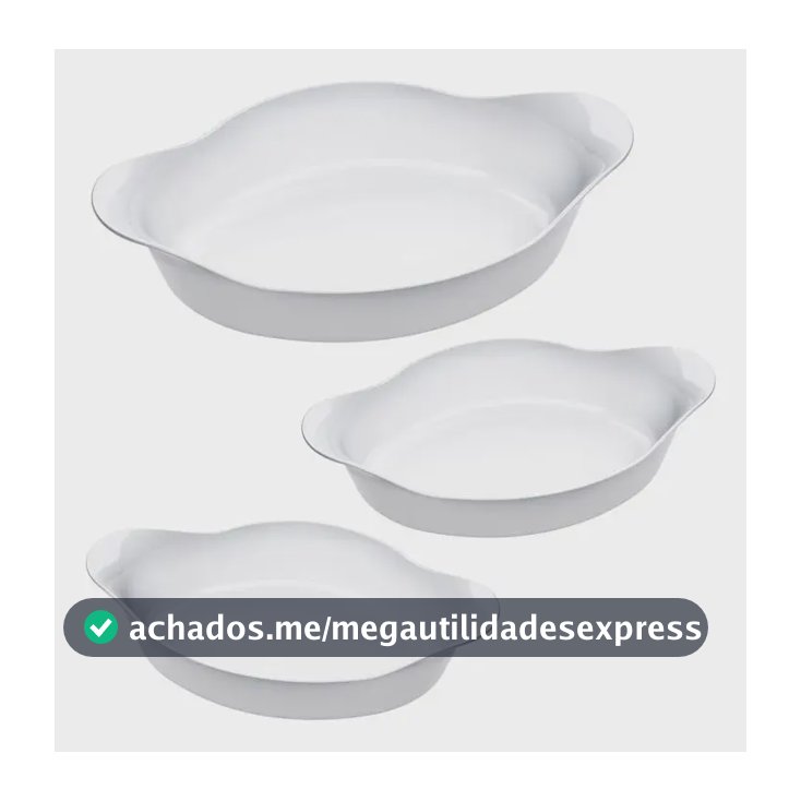 Marinex Conjunto de Assadeiras Oval Opaline 3 Peças Branco