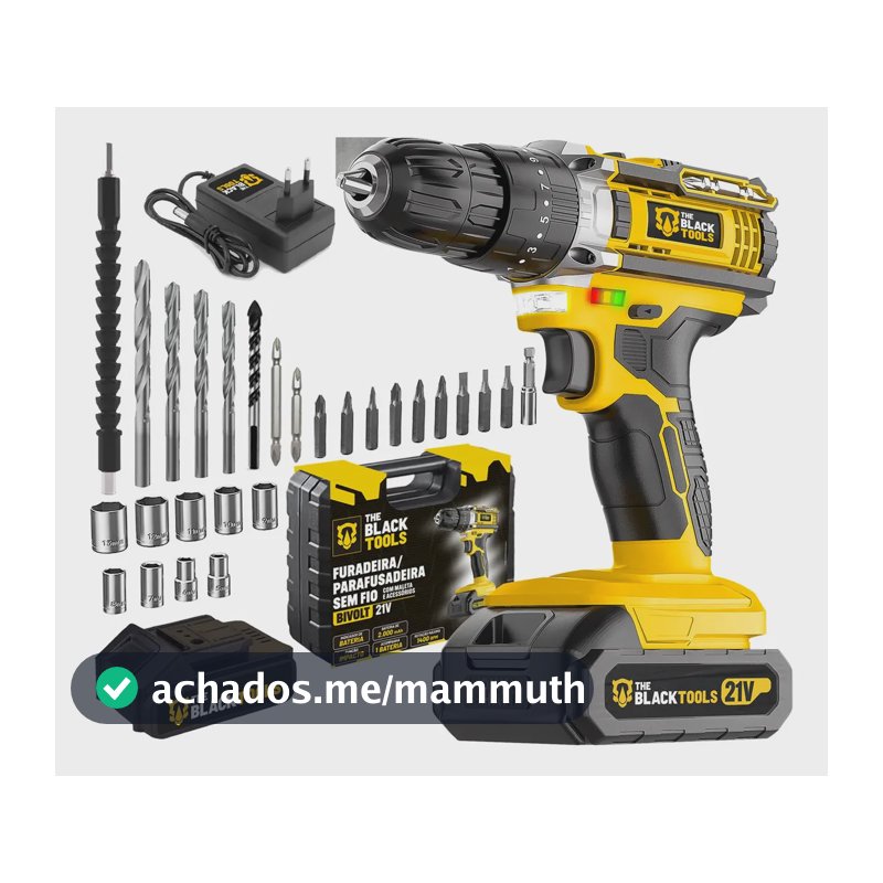 Parafusadeira E Furadeira Impacto The Black Tools Tb-21pw 3/8 Cor Amarelo Frequência 50/60 Hz