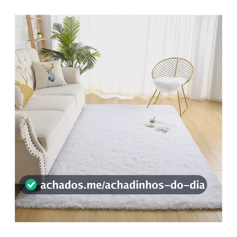 Tapete 2x1,5 Sala Peludo Quarto Cores Variadas Cor Branco Desenho Do Tecido Pelo Alto